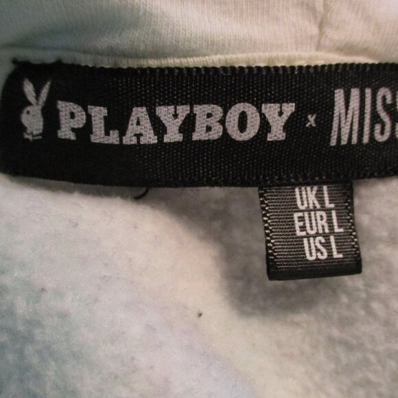 Playboy Men Large Blue Red Yellow Tie Dye Warm Long Sleeve Pullover Hoodie - Picture 7 of 8